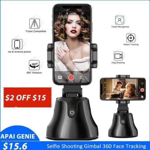 Smart Portable Selfie Stick,360°Rotation Auto Face Object Tracking Camera Tripod Holder Smart Shooting Cell Phone Camera Mount