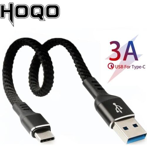 Usb type-c short cable Typec flat braided usb c metal nylon cord for Samsung galaxy s10 Sony Xiaomi Android Phone