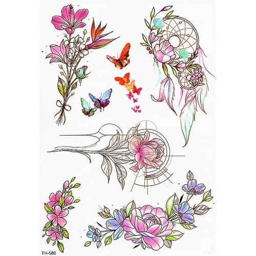 1 Sheet Waterproof Temporary Tattoo Sticker for Beauty Body Makeup Art Women Rose Flower Water Transfer Decal Tattoo