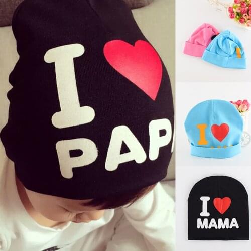 Knit Cap Cute Newborn Baby Hats for Boy Girl Crochet Baby Hat Girl Boy Child Cotton Toddler Baby I LOVE PAPA MAMA Baby Hat Caps