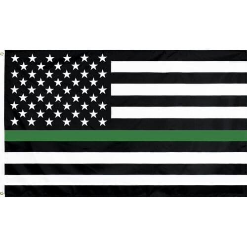 Jemony 90*150CM polyester united states of american Embroidery Thin Green Line flag
