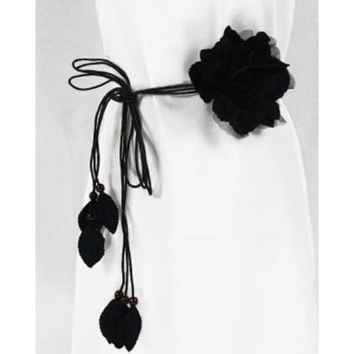 Ladies Flowers Belt Dress Tight Elastic Spring And Summer Waistband New Fashion Imitation Leather Black Red Party Wide Belt