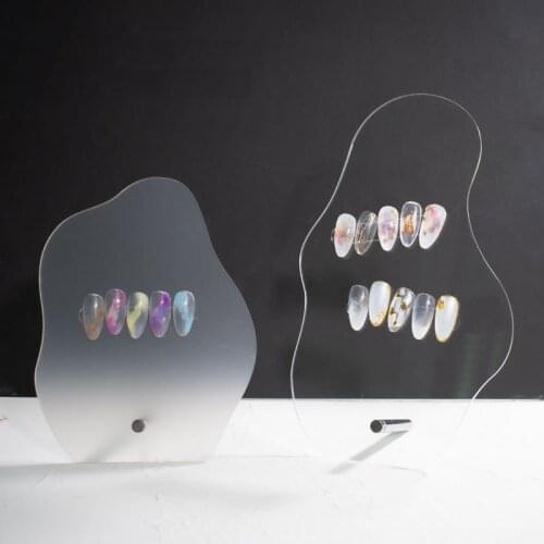 1Pcs Irregular Tabletop Acrylic Nail Art False Tips Display Stand Board Transparent Nail Gel Polish Showing Shelf Manicure Tool