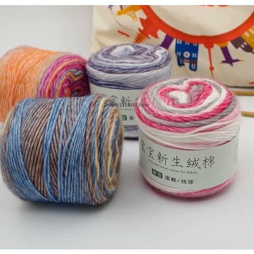 100g Rainbow Cotton Cake Yarn Organic cotton blend yarn Ball Wool Gradient Color Yarn clothes Scarf DIY hand-woven 280M XJ04