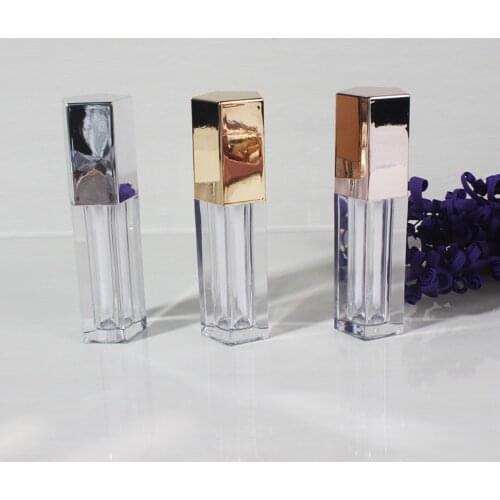 20/50pcs 4.5ml Empty Five Angle Rhombus Lip Gloss Tube Cosmetic Clear Lipbalm Container Gold/Silver/Rose Gold Makeup Vilas Tools