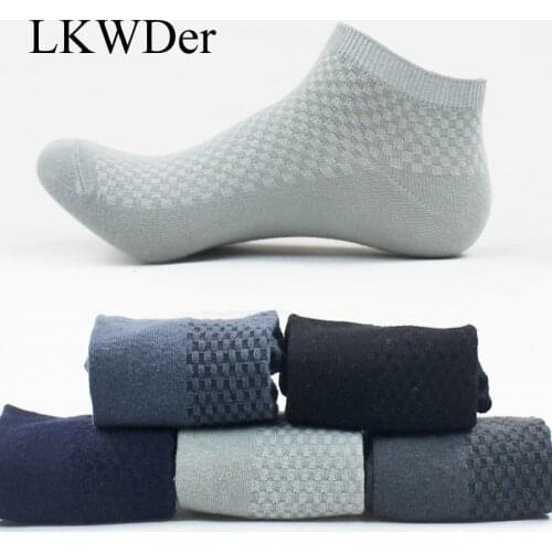 LKWDer 20pcs=10 Pairs/Lot Mens Bamboo Fiber Socks Business Short Breathable Ankle Socks Male Short Sock Meias Calcetines Hombre