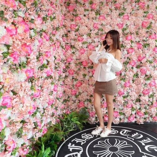 40*60cm DIY wedding backdrop artificial flower wall panel rose hydrangea layout studio window Christmas party decor flower arch