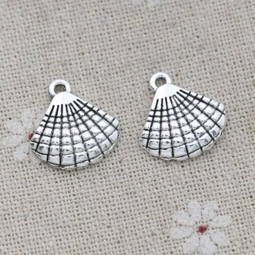 40pcs Silver plated Shell Charms Pendants for Jewelry Making Bracelet DIY Accessories 17x16mm