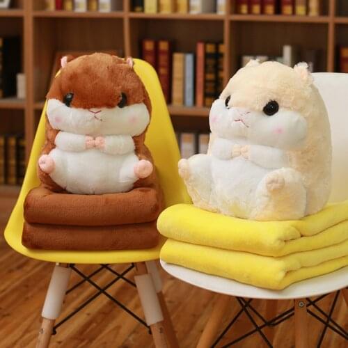 40CM Hamster Mouse With Blanket Plush Toy Extrusion Soft Stuffed Plush Animal Doll Home Decoration Cute Gift For Kids