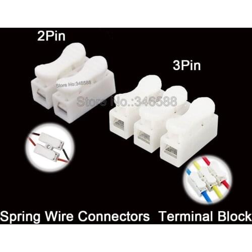 5pcs/lot 2pin / 3pin Spring Connector Spring Wire Connectors Electrical Cable Clamp Terminal Block LED Strip Wire Connecting