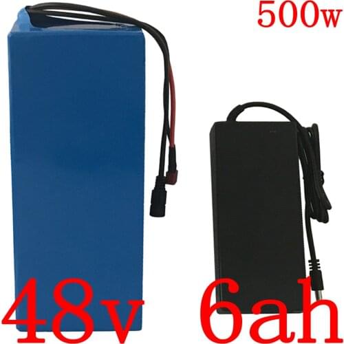 48V 500W battery pack 48v 6Ah Lithium ion battery 48V electric scooter bike battery with 15A BMS+ 54.6V 2A charger free duty