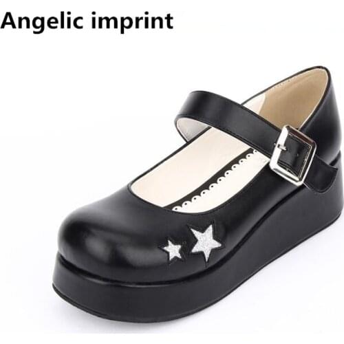 Angelic imprint woman mori girl lolita cosplay shoes lady high heels pumps women princess dress party shoes 33-47 sweet star 5cm