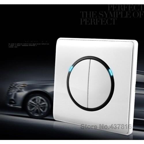 Free Shipping High Quality Click Switch,2 Gang 1 Way/2 Way, Light Wall Switch Push Button Switch Pressure Switch LED Indicator