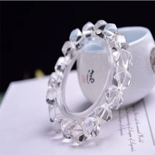 Handmade Stretch Clear Quartz Crystal Chip Bracelet Irregular Nuggets Raw Mineral Natural Quartz Bracelets Healing Jewelry Women