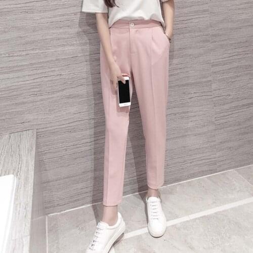 Hot sale New Korean Female Classic High Elastic Waist Harem Pants Women Fashion Slim Chiffon Ankle-length Pencil Pants