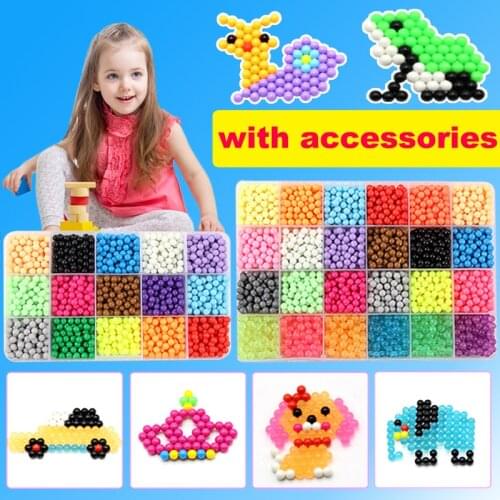 DIY Water Spray Beads Set 6000pcs 24colors Beads Puzzle Crystal Color Ball Games 3D Handmade Kids Magic Toys for Children