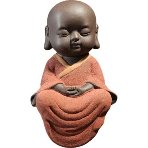 Purple sand tea pet monk Zen Ornamental Sculpture accessories Home decoration Artistic decoration Buddha statue