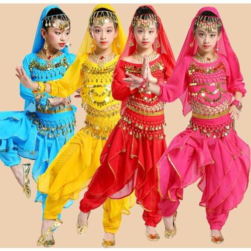 Kids Belly Dance Costumes Set Oriental Dance Girls Belly Dancing India Belly Dance Clothes Bellydance Child Kids Indian 4 Colors