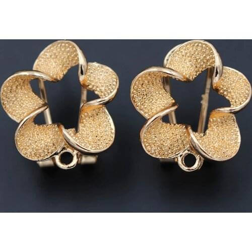 Filigree Flower Earrings Post with Loop Hanger DIY Metal African Chile Women Wedding Clip Stud Earrings Jewelry Findings 17x20mm