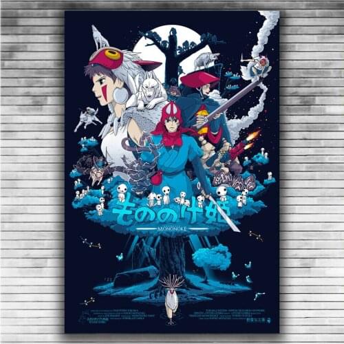 Princess Mononoke Ghibli Cartoon Classic Hot Japan Anime 7 Silk Fabric Wall Poster Art Decor Sticker Bright