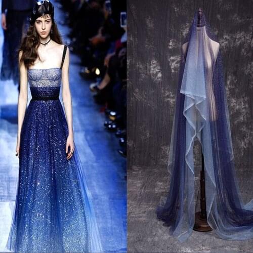 Princess Dress Lace Fabric Gradient Mesh 150cm Wide For Needlework DIY Handmade Materials Wedding Clothing Star Decor