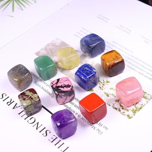 11Pcs Cube Natural Crystal Wizard Heal Room Decorations Mineral Aquarium Reiki Rose Quartz Amethyst Labradorite