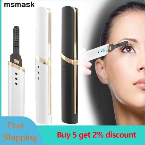 MSMASK Mini Electric Heated Eyelash Curler Heated Eyelashes Makeup Eye Lashes Heated Eyelash Curler Applicator Long Lasting Tool