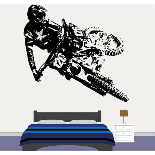 Motocross Dirt Bike Wall Decal Boys Bedroom Playroom Home Decoration Motorbike Extreme Sport Art Vinyl Sticker Mural