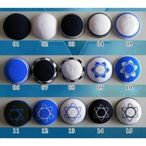 Men Kipa cap Jerusalem Israel Jewish Boundless round hat 15cm Kippah Cap with star of david