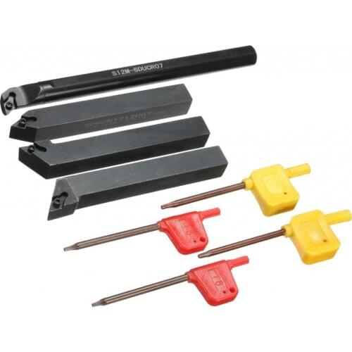 Set Of 4pcs 12mm Metal Lathe Turning Tool Holder Boring Bar Set W/ Wrench
