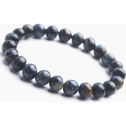 Genuine Blue Natural Pietersite Bracelets Men Women Stretch Crystal Round Bead Natural Stone Bracelet 8.5mm AAAA