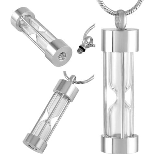 IJD9400 Hourglass Urn Necklace Cremation Jewelry Pendants For Women Men Hold Memorial Ashes Stainless Steel Cylinder Keepsake