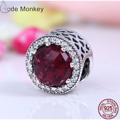 Pandach 100% Real 925 Sterling Silver Dark Red Grass Beads Charms Fit Original Original s Bracelet DIY Jewelry For Women 1007