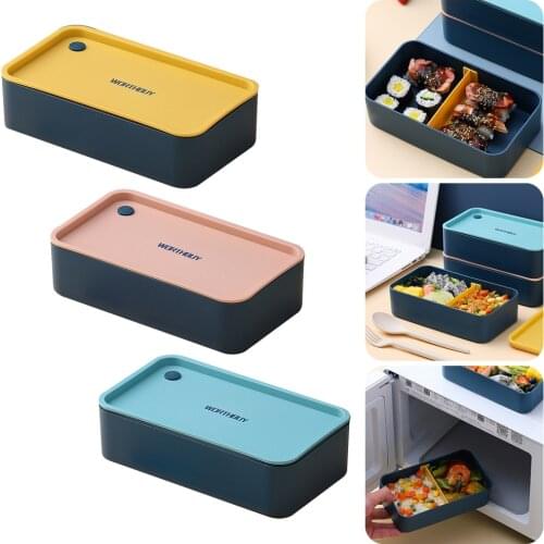 Portable lunch box school microwave oven plastic lunch box with removable compartment salad fruit food container