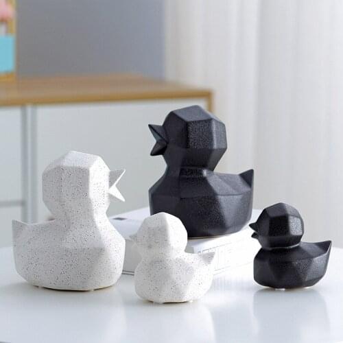 NORDIC CERAMIC CUTE DUCK HANDICRAFT DESK DECORATION BOOK SHELF DISPLAY TV CABINET ANIMAL BLACK DUCKLING FRIEND CHILDREN GIFT
