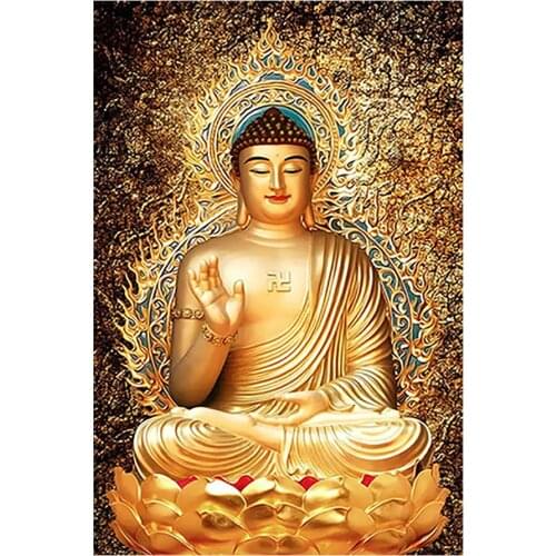 Buddha Statue Diamond Painting Religion Portrait Round Full Drill Buddhism DIY Mosaic Embroidery 5D Cross Stitch Home Decor Gift