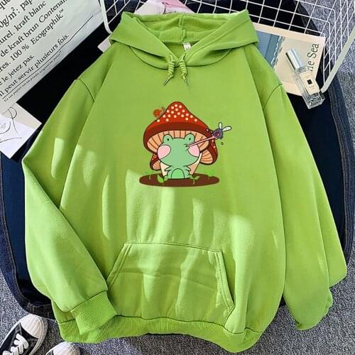 Fashion Frog Mushroom Hat Hoodies Sweatshirt Plus Size Fleece Harajuku Pullovers Kawaii Hoodied Dazy Style Hoodie Women Clothes
