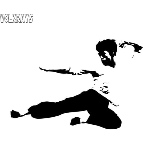 Volkrays Personality Car Sticker Bruce Lee Accessories Relfective Waterproof Vinyl Decal Black/Silver,9cm*14cm