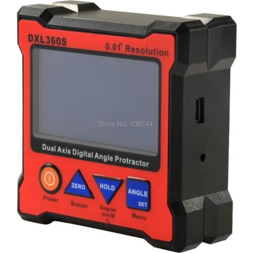 High-precision DXL360S Dual Axis Digital Angle Protractor Dual-axis Digital Display Level Gauge with 5 Side Magnetic Base