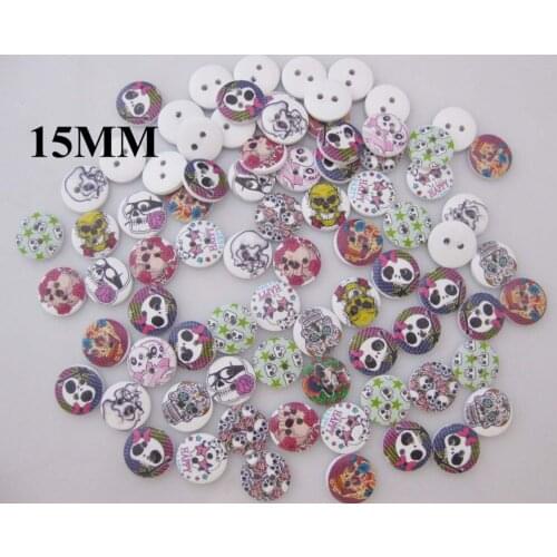 WBNKVS Wood Skull Buttons 15mm Round Randomly 300pcs Children clothes sewing supplies