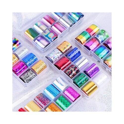 Star Paper Nail Foil Set10 Pcs Transparent Color Nail Art Transfer Sticker Manicure DIY Sticker Decoration T0075