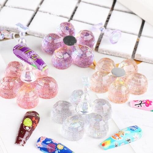 1PC Magnetic Nail Holder Practice Training Display Glitter Sequins Flower Designs Acrylic False Nail Tips Stand Manicure Tools