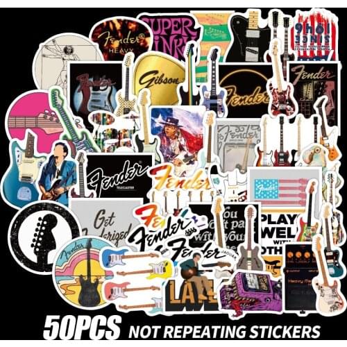 10/50Pcs Guitar Music Lover Graffiti Stickers Flakes for Cars Motorcycles Furniture Childrens Toys Luggage Skateboards Lable