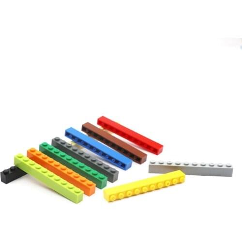 100pcs Colorful Bricks 1X10 City Building Blocks Compatible Model 6111 MOC Crane Parts Children Creative Construction Brick Toys
