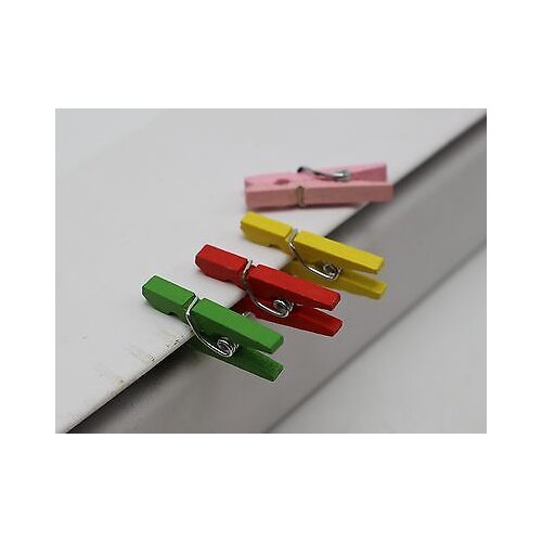 100 Mini Wood Clip Photo Paper Peg ClothesPins 25X7mm Scrapbooking Embellishment