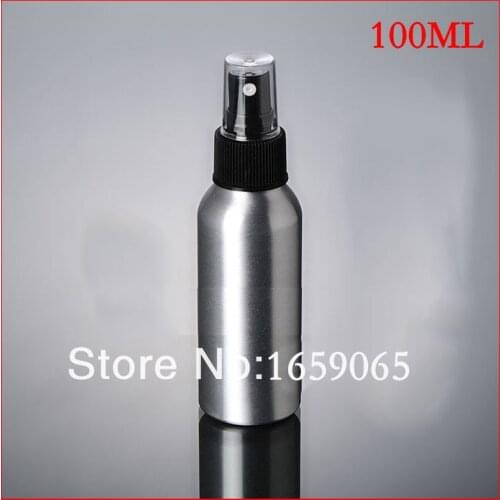 100ml Aluminium bottle pump sprayer bottle black pump spray head Aluminum metal bottle Refillable bottle mist sprayer 100pcs/lot