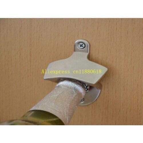 100pcs/lot Fast Shipping Zinc alloy Wall Mount Bar Beer Soda Glass Cap Bottle Opener Silver color