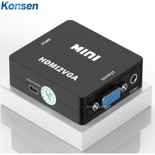 1080P MINI HDMI-compatible to VGA With Audio HDMI2VGA Video Box Adapter For PC Laptop TV Box Computer Display Projector