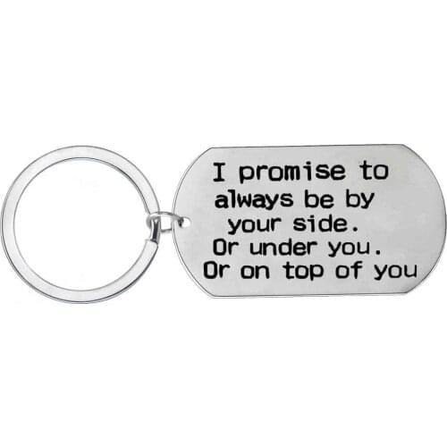 12PC I Promise To Always Be By Your Side Keyring Stainless Steel Tag Keychain Women Men Couple Lovers Wife Husband Wedding Gifts