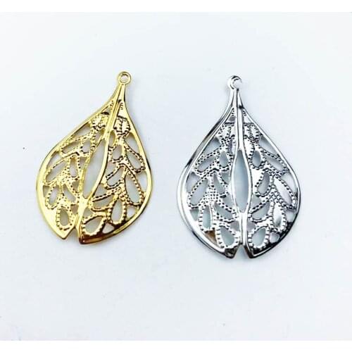 20pcs 25x38mm Metal Flower Filigree Wraps Crafts Gift Decoration DIY Cosplay Bridal hair accessories Wholesale Charms